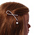 Rose Gold Tone Metal Clear Crystal, Simulated Pearl Bead Open Bow Hair Slide/ Grip - 70mm Across - view 3