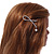 Silver Plated Clear Crystal, Simulated Pearl Bead Open Bow Hair Slide/ Grip - 70mm Across - view 2