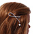 Silver Plated Clear Crystal, Simulated Pearl Bead Open Bow Hair Slide/ Grip - 70mm Across - view 3