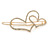 Gold Plated Clear Crystal Open Double Heart Hair Slide/ Grip - 75mm Across - view 1
