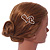 Gold Plated Clear Crystal Open Double Heart Hair Slide/ Grip - 75mm Across - view 2