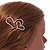 Gold Plated Clear Crystal Open Double Heart Hair Slide/ Grip - 75mm Across - view 3