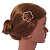 Rose Gold Tone Metal Clear Crystal Open Flower Hair Slide/ Grip - 60mm Across - view 2