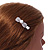 Small Clear Crystal Bow Hair Beak Clip/ Concord Clip/ Clamp Clip In Silver Tone - 45mm L - view 3