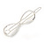 Silver Plated Clear Crystal White Glass Bead Open Bow Hair Slide/ Grip - 65mm Across - view 5