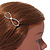 Silver Plated Clear Crystal White Glass Bead Open Bow Hair Slide/ Grip - 65mm Across - view 3