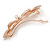 Rose Gold Tone Clear Crystal Bow Barrette Hair Clip Grip - 70mm Across - view 4
