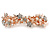 Bridal Wedding Prom Rose Gold Tone Simulated Pearl Diamante Floral Barrette Hair Clip Grip - 80mm Across - view 4