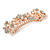Bridal Wedding Prom Rose Gold Tone Simulated Pearl Diamante Floral Barrette Hair Clip Grip - 80mm Across - view 5