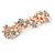 Bridal Wedding Prom Rose Gold Tone Simulated Pearl Diamante Floral Barrette Hair Clip Grip - 80mm Across