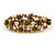 Vintage Inspired Caramel Faux Pearl, Topaz Crystal Floral Barrette Hair Clip Grip In Aged Gold Tone Finish - 85mm Across - view 7
