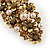 Vintage Inspired Caramel Faux Pearl, Topaz Crystal Floral Barrette Hair Clip Grip In Aged Gold Tone Finish - 85mm Across - view 5