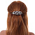 Vintage Inspired White Faux Pearl, Clear Crystal Floral Barrette Hair Clip Grip In Gunmetal Finish - 85mm Across - view 3