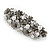 Vintage Inspired White Faux Pearl, Clear Crystal Floral Barrette Hair Clip Grip In Gunmetal Finish - 85mm Across - view 9