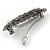 Vintage Inspired White Faux Pearl, Clear Crystal Floral Barrette Hair Clip Grip In Gunmetal Finish - 85mm Across - view 6