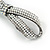 Asymmetrical Pearl, Crystal Bow Barrette Hair Clip Grip In Gunmetal Finish - 90mm Across - view 4