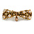 Vintage Inspired Caramel Faux Pearl, Topaz Crystal Bow Barrette Hair Clip Grip In Aged Gold Finish - 85mm Across - view 8
