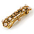 Vintage Inspired Caramel Faux Pearl, Topaz Crystal Bow Barrette Hair Clip Grip In Aged Gold Finish - 85mm Across - view 6