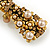 Vintage Inspired Caramel Faux Pearl, Topaz Crystal Bow Barrette Hair Clip Grip In Aged Gold Finish - 85mm Across - view 4