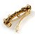 Vintage Inspired Caramel Faux Pearl, Topaz Crystal Bow Barrette Hair Clip Grip In Aged Gold Finish - 85mm Across - view 5