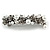 Vintage Inspired White Faux Pearl, Clear Crystal Floral Barrette Hair Clip Grip In Gunmetal Finish - 85mm Across - view 7