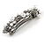 Vintage Inspired White Faux Pearl, Clear Crystal Floral Barrette Hair Clip Grip In Gunmetal Finish - 85mm Across - view 6