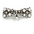 Vintage Inspired White Faux Pearl, Clear Crystal Bow Barrette Hair Clip Grip In Gunmetal Finish - 85mm Across - view 8