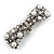 Vintage Inspired White Faux Pearl, Clear Crystal Bow Barrette Hair Clip Grip In Gunmetal Finish - 85mm Across - view 9