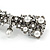 Vintage Inspired White Faux Pearl, Clear Crystal Bow Barrette Hair Clip Grip In Gunmetal Finish - 85mm Across - view 5