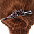 Large Dim Grey/ Plum Austrian Crystal Butterfly Hair Beak Clip/ Concord Clip In Black Tone - 13cm Length - view 3
