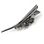 Large Dim Grey/ Midnight Blue/ Plum Austrian Crystal Butterfly Hair Beak Clip/ Concord Clip In Black Tone - 13cm Length - view 7