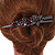 Large Dim Grey/ Plum Austrian Crystal Floral Hair Beak Clip/ Concord Clip In Black Tone - 13cm Length - view 3