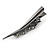 Large Dim Grey/ Plum Austrian Crystal Floral Hair Beak Clip/ Concord Clip In Black Tone - 13cm Length - view 6