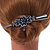 Large Midnight Blue Crystal Flower with Dangle Hair Beak Clip/ Concord Clip In Black Tone - 13cm L - view 3