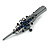 Large Midnight Blue Crystal Flower with Dangle Hair Beak Clip/ Concord Clip In Black Tone - 13cm L - view 6