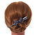 Large Midnight Blue Crystal Bow Hair Beak Clip/ Concord Clip In Black Tone - 13cm Length - view 2