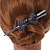 Large Midnight Blue Crystal Bow Hair Beak Clip/ Concord Clip In Black Tone - 13cm Length - view 3
