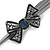 Large Midnight Blue Crystal Bow Hair Beak Clip/ Concord Clip In Black Tone - 13cm Length - view 4