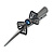 Large Midnight Blue Crystal Bow Hair Beak Clip/ Concord Clip In Black Tone - 13cm Length - view 7
