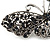 Small Vintage Inspired Midnight Blue Crystal Butterfly Barrette Hair Clip Grip In Aged Silver Finish - 70mm Across - view 5