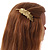 Vintage Inspired Feather Barrette Hair Clip Grip In Aged Gold Finish - 95mm Across - view 3