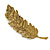 Vintage Inspired Feather Barrette Hair Clip Grip In Aged Gold Finish - 95mm Across - view 8