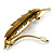 Vintage Inspired Feather Barrette Hair Clip Grip In Aged Gold Finish - 95mm Across - view 5