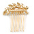Small Bridal/ Wedding/ Prom/ Party Gold Plated Clear Crystal Leaf Hair Comb - 50mm - view 7