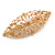 Floral Filigree Shampagne Crystal Barrette Hair Clip Grip In Rose Gold Tone Finish - 85mm Across - view 4