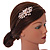 Bridal/ Wedding/ Prom Rose Gold Tone Clear Crystal, White Faux Pearl Floral Tiara Headband - Flex - view 2