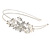 Bridal/ Wedding/ Prom Light Silver Tone Clear Crystal, White Faux Pearl Floral Tiara Headband - Flex - view 5