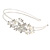Bridal/ Wedding/ Prom Light Silver Tone Clear Crystal, White Faux Pearl Floral Tiara Headband - Flex - view 8
