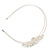 Bridal/ Wedding/ Prom Light Silver Tone Clear Crystal, White Faux Pearl Floral Tiara Headband - Flex - view 9
