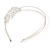 Bridal/ Wedding/ Prom Light Silver Tone Clear Crystal, White Faux Pearl Floral Tiara Headband - Flex - view 7